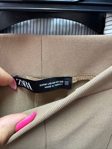 zara helanke: Pantalone Zara M vel u tamnije krem boji, sa visokim strukom i — 3