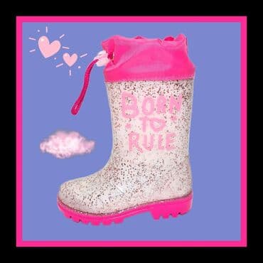 dečija obuća top: Predivan model gumenih cizmica sa sljokicastim nalicjem 100% — 1