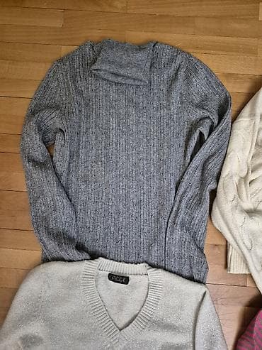 obuca ruma: Ženski džemperi i kardigan – set od 4 komada - Sivi rebrasti džemper — 5