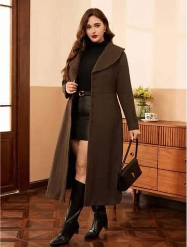 Elegantni dugi kaput za jesen/zimu – tamnosmeđa nijansa sa diskretnom