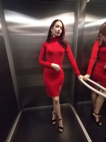 lidl duks haljina: S (EU 36), color - Red, Cocktail, Long sleeves — 2