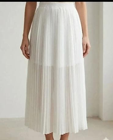mango džemperi: Bela plisirana suknja midi dužine - Kroj: visok struk sa elastičnim — 1