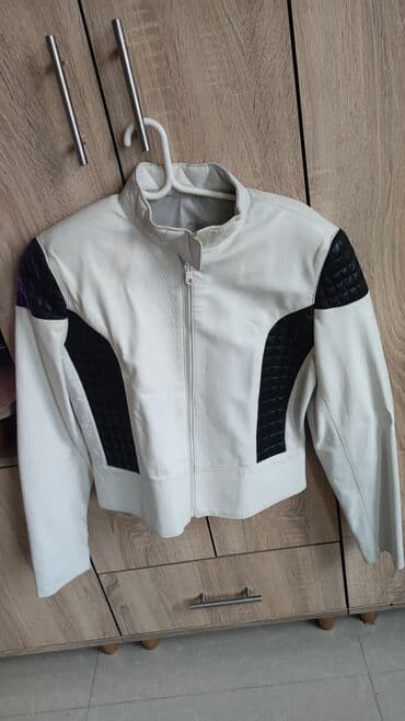 kozna jakna hugo boss: Ženska kožna jakna – beli model sa crnim detaljima - Materijal — 1