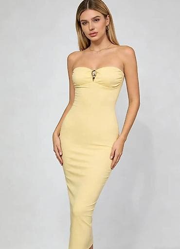 plave majice: Elegantna strapless midi haljina – više boja - Kroj: uska silueta — 1
