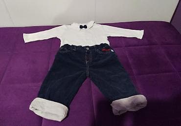 crop top dzemper: Farmerice i somot pantalone dzemper, bluzica i košulja, velicina 86 — 2