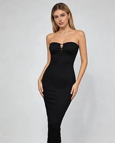 plave majice: Elegantna strapless midi haljina – više boja - Kroj: uska silueta — 2