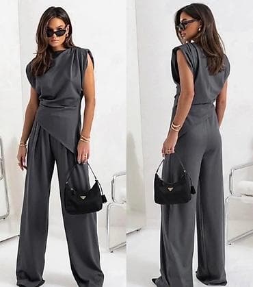 elegantni komplet: Ženski elegantni komplet – top bez rukava i široke pantalone - Kroj — 4