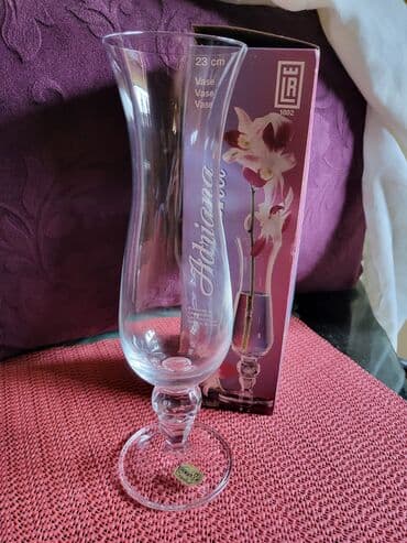 kristalne plafonjere: Vaza nova kristal Bohemija vintaz. Visina. 23cm. Stopa. 7cm — 1