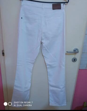 bele zenske pantalone: L (EU 40), Visok struk, Ravne nogavice — 2