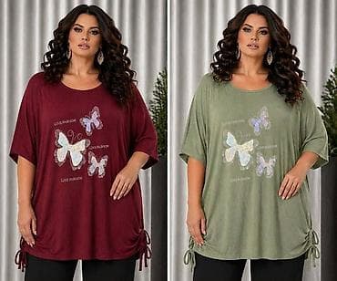 sako haljina bela: Ženska plus size tunika sa leptirima - Kroj: komotna, oversize — 3