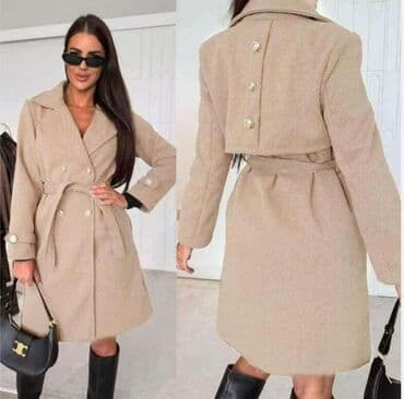 Sweatpants: Elegantni ženski kaput sa pojasom i duplim kopčanjem. - Kroj — 2