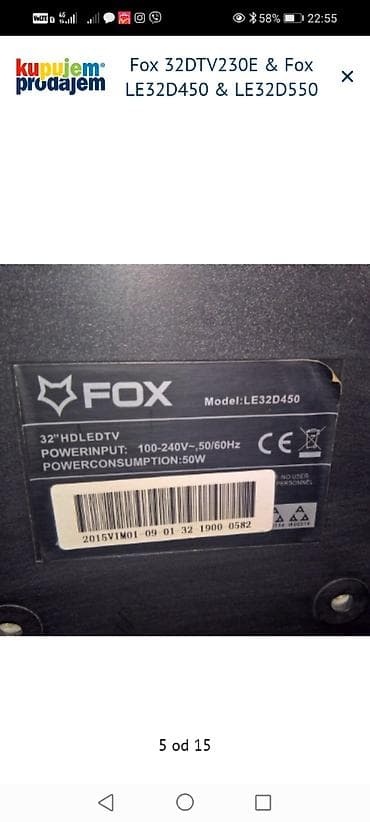 daljinski za tv sharp aquos: Fox 32DTV230E, Fox LE32D450 i Fox LE32D550 – delovi za televizore 32" — 6