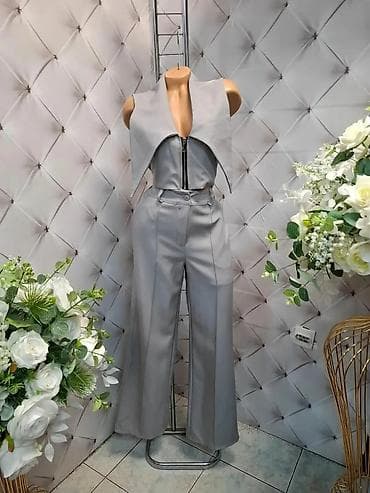 svečani kombinezoni h: Ženski komplet – prsluk i pantalone sa širokim nogavicama - — 3