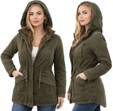 parka jakne: Ženska parka jakna sa kapuljačom – maslinasto zelena - Kroj do — 5