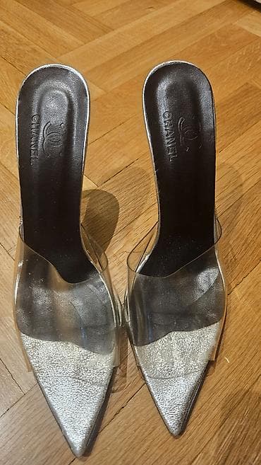 Ženske elegantne papuče sa štiklom, špicastog vrha. - Model: otvorena