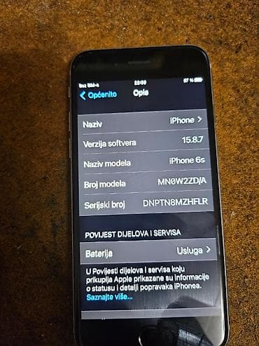 stari mobilni telefoni prodaja: Apple iPhone 6s, siva boja (Space Gray)6s-32-GB, 75 BH%potpuno — 6