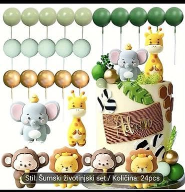 porcelanski set: NOVO Šumski životinjski set – ukrasi za tortu, 24 kom Komplet slatkih — 3