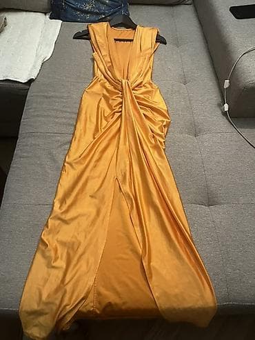 svecane sandale ravne: Elegantna duga haljina u boji zrele narandže,jednom obucena - Model — 5