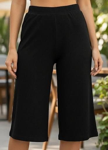 Muška obuća: Ženske crne culotte bermude - Model: široke culotte bermude, dužina — 1