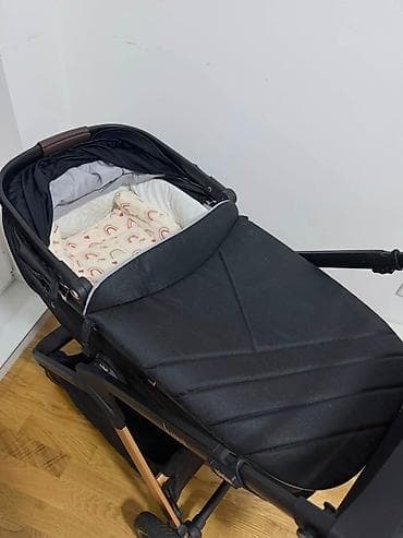 beba paun: Kolica za bebe – 2 u 1 (ram + korpa za novorođenče) - Elegantna crna — 2