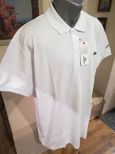 pantalone za punije: Nova muska pamucna markirana majica sa kragnom Lacoste Bela 4XL 5XL — 3