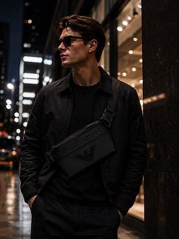 crna lakovana torbica: Muške torbice za nošenje preko grudi (slim “crossbody/waist bag”) – — 3