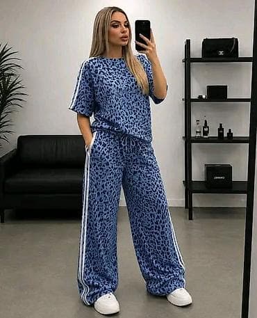 tactical pantalone: Ženski komplet – majica i široke pantalone sa leopard dezenom — 1