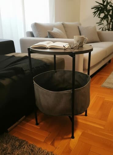 sofe akcija: Pomoćni stočić sa ugrađenom korpom za odlaganje - Moderan okrugli sto — 1