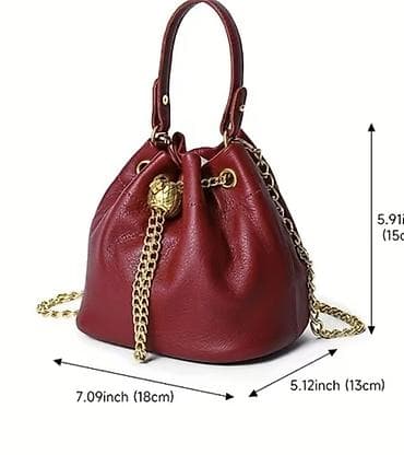 mona torbe polovne: Kožna torba-buket (bucket bag) u boji slonovače sa zlatnim detaljima — 6