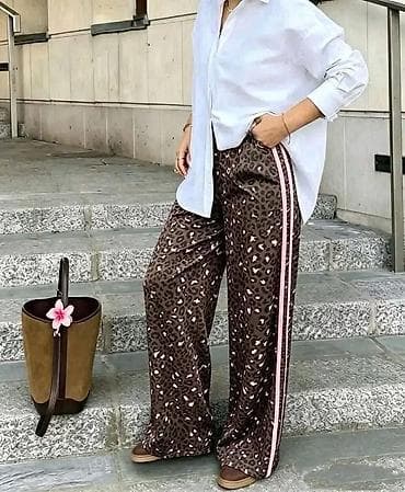 Pantalone: Pantalome široke pantalone sa animal printom. - Široke — 5