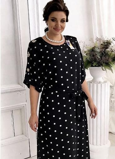 mana haljine: Haljina na tufne sa pojasom ( odgovara od 2xl so 4xl) - Model: ravni — 1