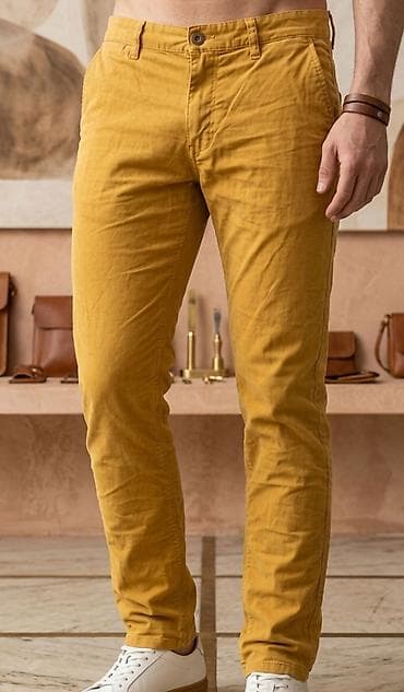 Muške chino pantalone – oker/medenja boja - Kroj: slim/modern fit sa