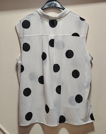 suknja i sako komplet: Bezrukavna ženska košulja sa tufnama - Boja: bela osnova sa velikim — 2