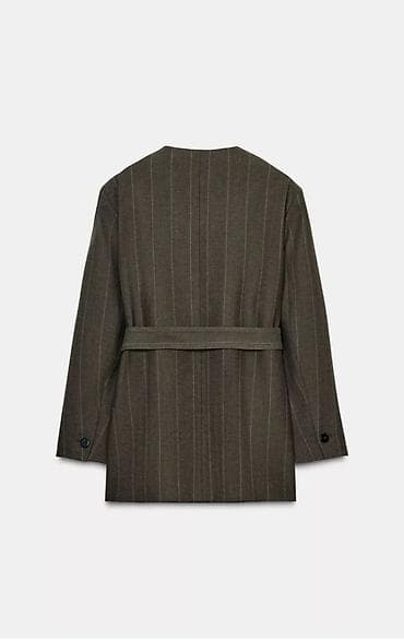 p. s prsluci: ZARA ženski blejzer sa kaišem – pepito pruge, bez revera - Model — 5