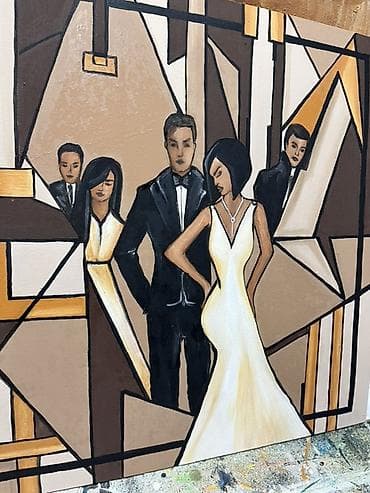 izrada jastuka za stolice: Ručno rađena slika – Art Deco/Geometrijska figuracija - Tehnika — 3