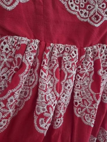 paket m: Crvena letnja haljina MAXIMA, veličina S. - Model: midi/duža, kružna — 5