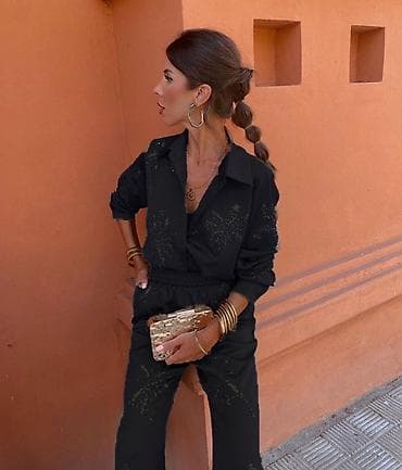 Men's Footwear: 🔥zenski dvodelni set – košulja i pantalone sa šljokičastim vezom ✅2200 — 6