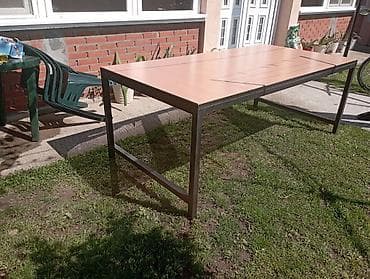 Furniture: METALNI STO NA PRODAJU dva metalna stola sa medijapanom 3cm — 2