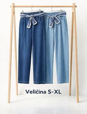 Ženske ležerne pantalone od mekanog denima sa ukrasnim pojasom/šljok na lalafo.rs Ženske ležerne pantalone od mekanog denima sa ukrasnim pojasom/šljok