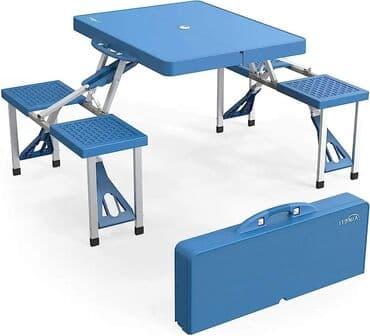 aluminijumske stolice kupujemprodajem: Sklopivi lagani sto sa 4 sedišta sa rupom za suncobran. Sklapa se u — 3