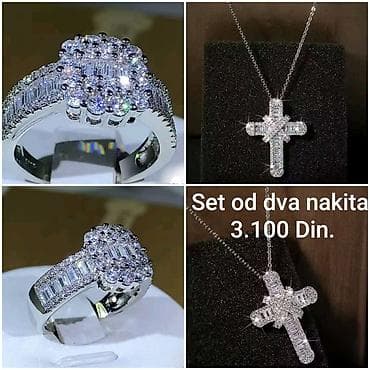 mindjuse uz uvo: Elegantni posrebreni set od dva nakita – prsten i ogrlica sa priveskom — 2