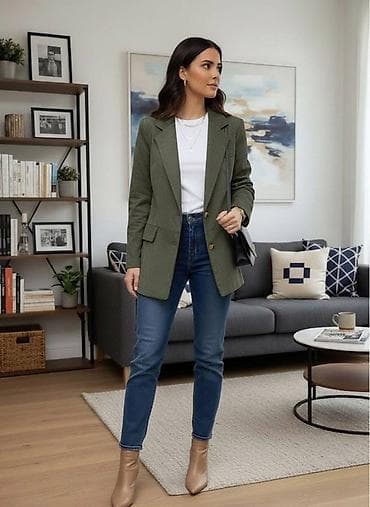 Donji delovi trenerke: 🔥Ženski blejzer – klasičan kroj - Dužina do ispod kukova, ravna — 5