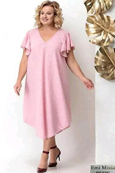 Ružičasta midi haljina sa sitnim tačkicama – Emi Moda, Made in Italy
