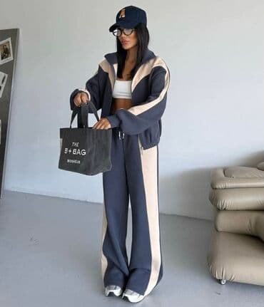 zara kompleti zenski: Ženski komplet – sportsko/leisure odelo sa širokim nogavicama i zip — 4