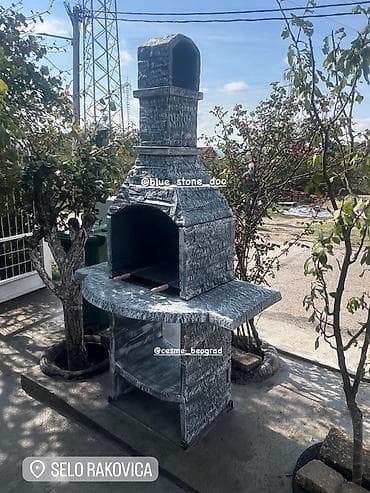 Sve za roštilj: Vrtni roštilj/ognjište sa dimnjakom od dekorativnog kamena - — 1