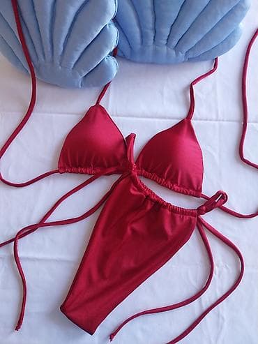 Men's Clothing: Ženski bikini set – bordo crvena boja - Model: klasični “triangle” — 2