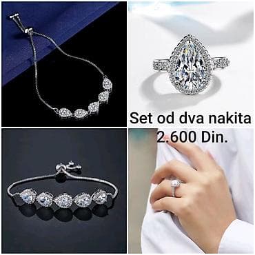 visina obruca: Posebreni elegantni set od hirurskog čelika sa žigom S925. Prsten + — 2