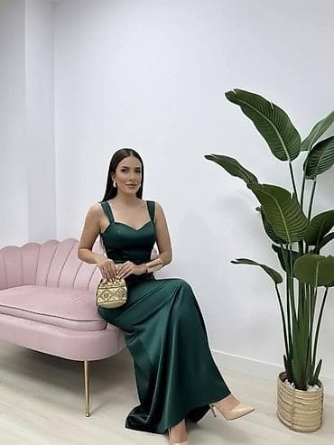 Haljine: Svečane satenske haljine,dužina do poda,elegantan kroj koji prati — 3