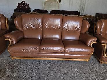 dvosed i dve fotelje: Kožna garnitura za dnevni boravak – set 1 - Sastav: trosed sa tri — 8