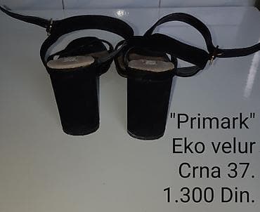 kargo pantalone h: Crne ženske sandale "Primark" na blok štiklu, od velura. - Veličina — 3